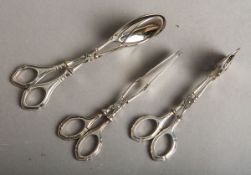 3-teiliges Konvolut von Gebäckzangen 800 Silber