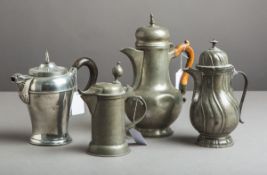 4-teiliges Konvolut von barocken Zinnkannen
