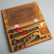 Opiumbesteck in Holzkasten (wohl Indien)