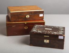 3-teiliges Konvolut von Holzschatullen (19 Jh.)
