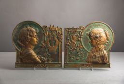 Paar Wandbildplatten (um 1900, Jugendstil)