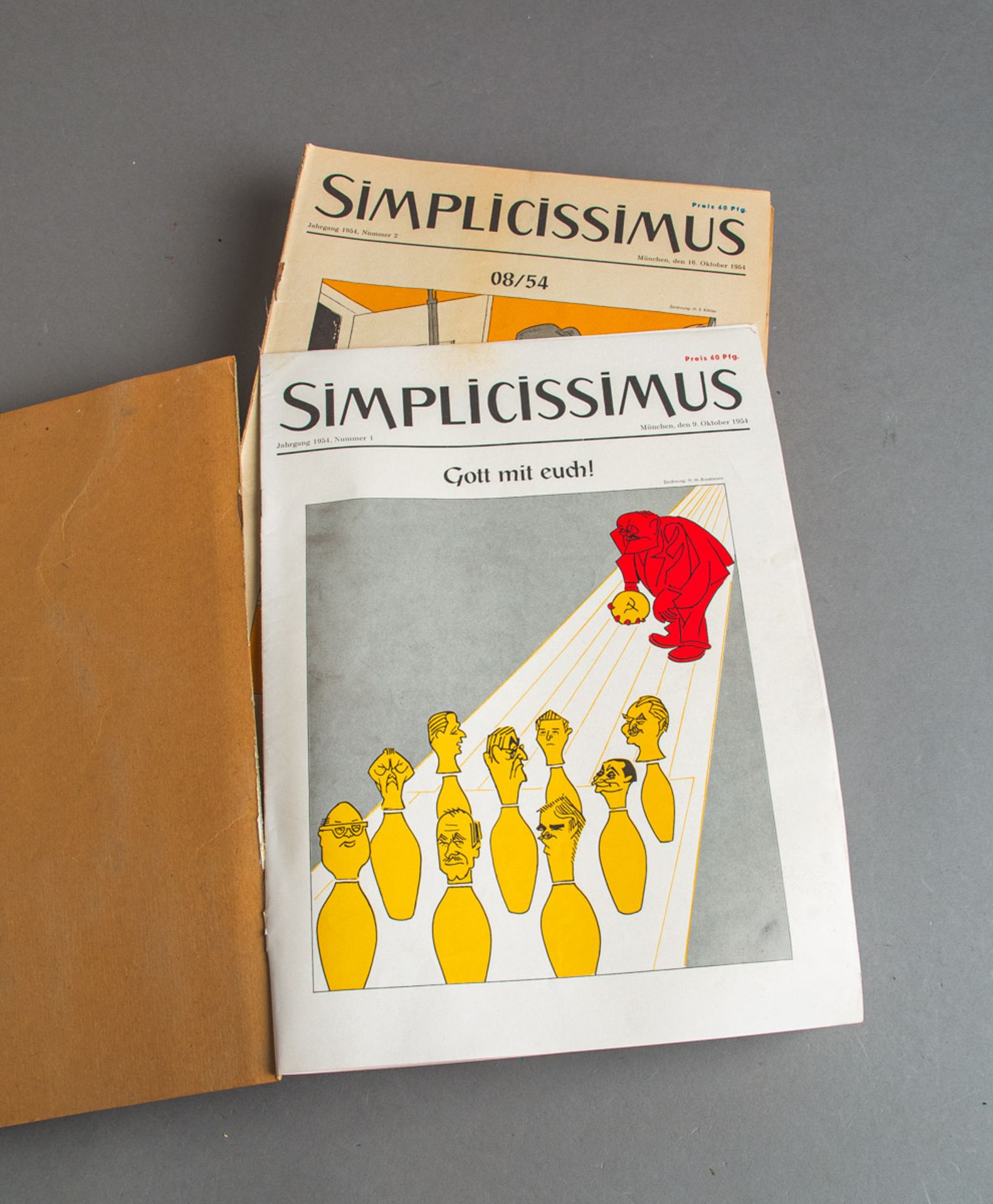 Großes gebundenes Konvolut der Wochenzeitschrift "Simplicissimus" (50/60er J.)