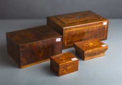 4-teiliges Konvolut von Holzkästen