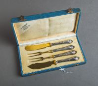 4-teiliges Käse- u. Butterbesteck 800 Silber (Jugendstil, um 1900)