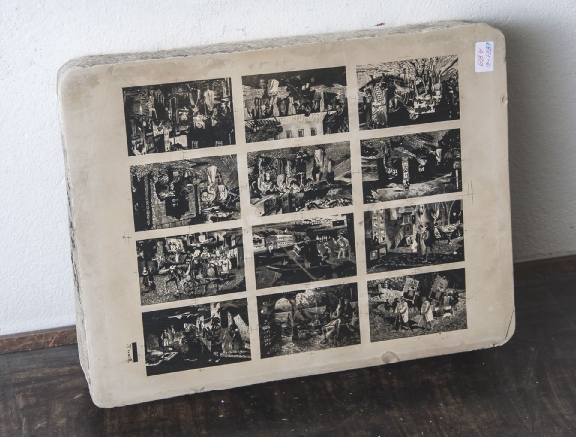 Lithografiestein mit 12 Bildern (1930er J.)