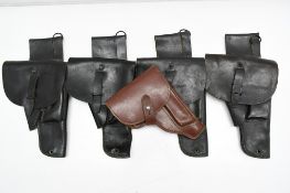 (4) French MAC Mle M1950 Black Leather Holsters - Dated 1960 & (1) Makarov Pistol Holster