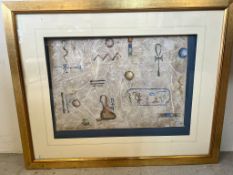Jo Jo MAC (20th Century) Egyptian Composition, Mixed media, Signed and dated '99 lower right, 17