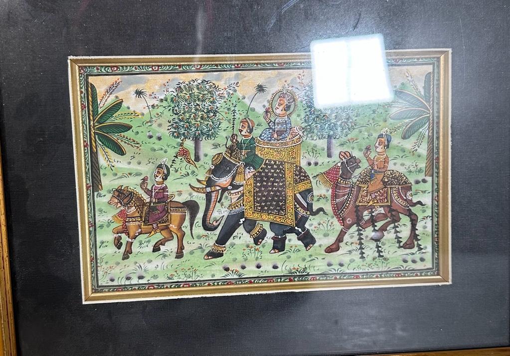 A selection of three Indian traditional prints and a print of a map of the Eastern Hemisphere - Image 4 of 5