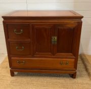 A hardwood cabinet with metal work handles (H87cm W91cm D51cm)
