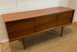 A Mid Century teak six drawer sideboard AF (H66cm W145cm D42cm)