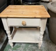 A single painted pine bedside (H62cm W54cm D38cm)
