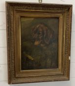 A portrait of a dog, oil on board