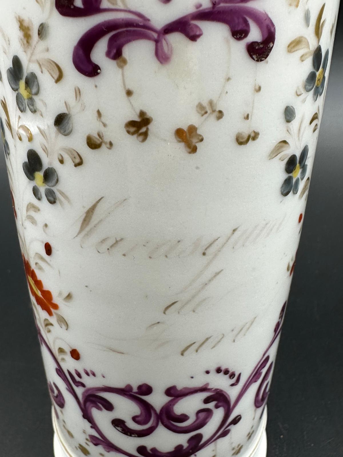 A late 19th Century French apothecary bottle, hand painted with a scrolling floral pattern - Image 2 of 5