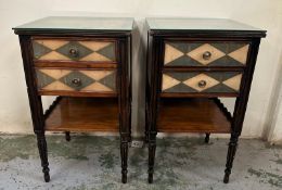 A pair of Theodore Alexandra atelier de la madeleine Art Deco style painted hardwood bedside