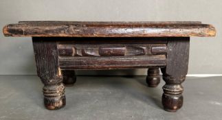 An antique jockey or riding boot stool (29cm x 23cm x 14cm H)