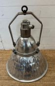 A large aluminium industrial ceiling light (H68cm Dia52cm)