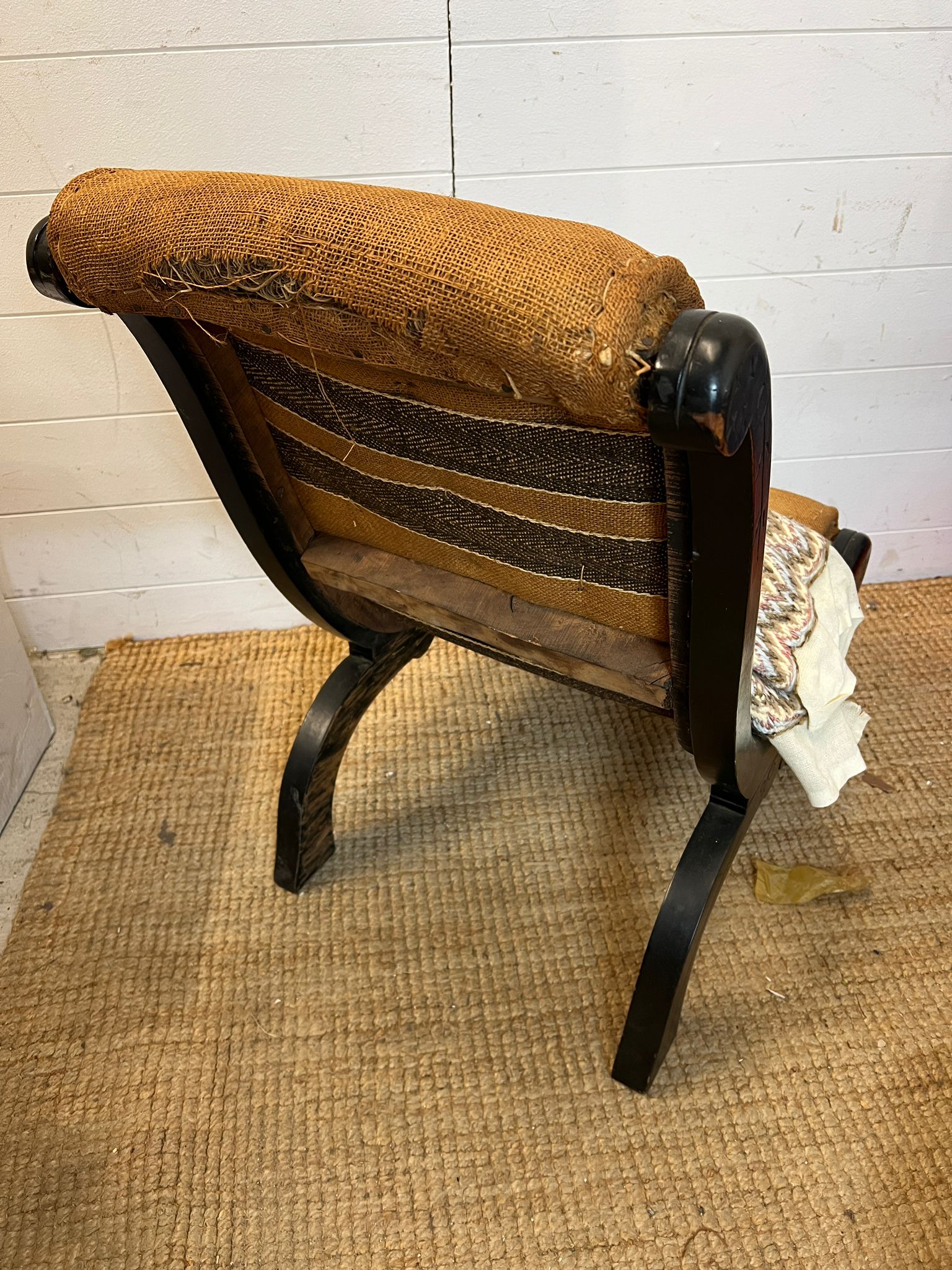 A slipper chair or nursing chair in need of recovering - Image 2 of 2