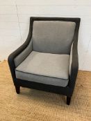 An upholstered arm chair
