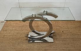 A glass console table with chrome CC design (H58cm W120cm D38cm)