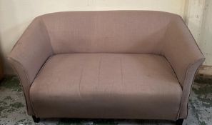 A contemporary two seater beige upholstered sofa (SH42cm W137cm D74cm)