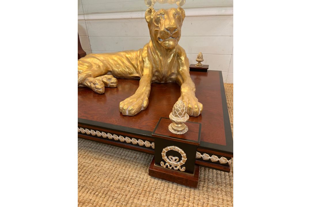 Gold Panther coffee table Neo Classical style with glass top (H50cm W140cm D95cm) - Image 2 of 3