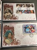 Seven albums of UK first day covers, various ages, denominations and subjects