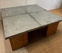 A Terrence Conran industrial style zinc topped coffee table (H40cm W120cm D120cm)