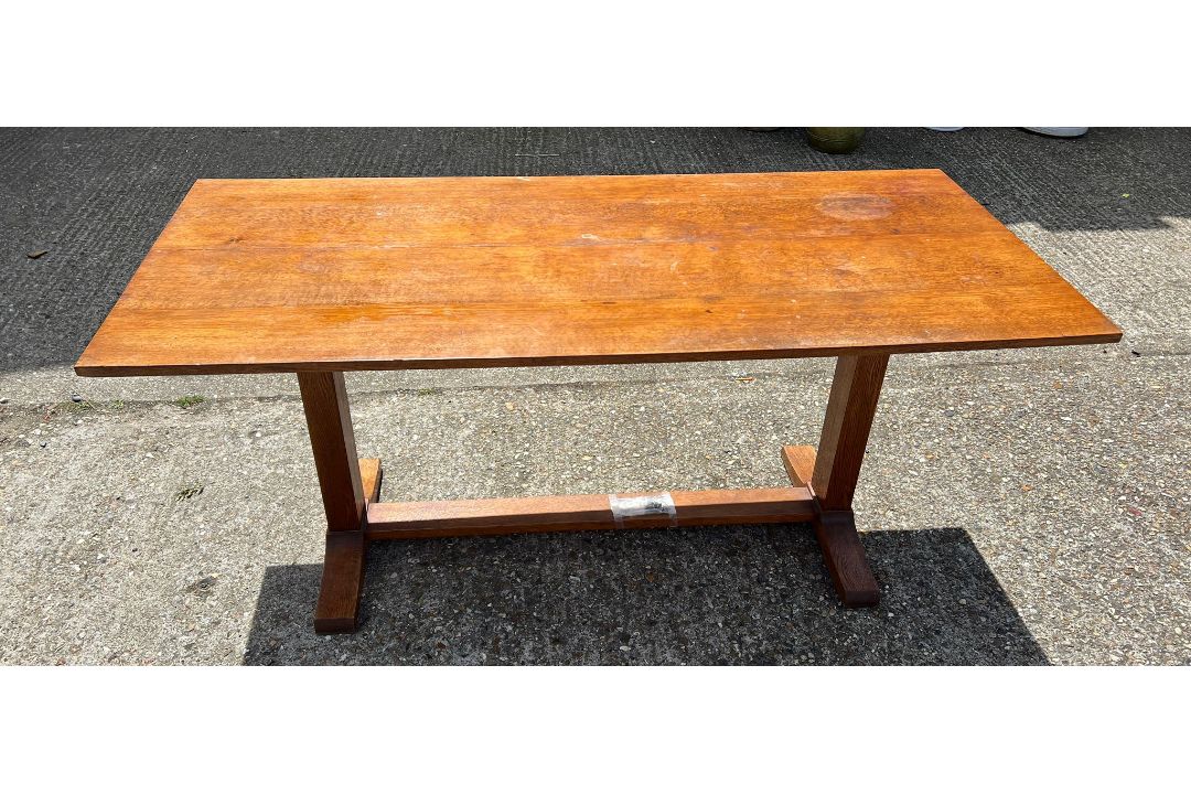 A Heals oak Arts and Crafts style dining table circa 1910 (H76cm W170cm D75cm) - Image 2 of 3