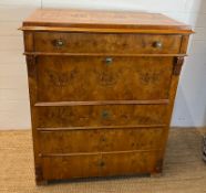 A walnut veneer Escritoire or secretaire (H125cm W100cm D51cm)