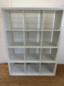 A white Ikea twelve compartment storage unit (H147cm W112cm D40cm)