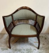 A Sheraton revival inlaid tub chair