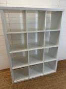 A white Ikea twelve compartment storage unit (H147cm W112cm D40cm)
