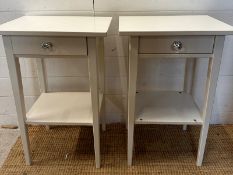 A pair of white single drawer bedsides with shelf under (H70cm W46cm D35cm)
