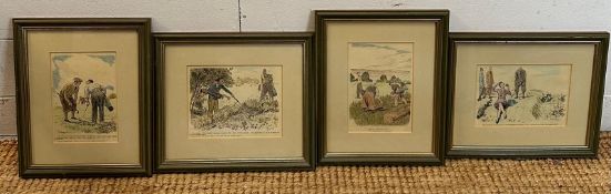 Four humorous golf related cartoons from Punch magazine framed and dating from the 1920's and 30's