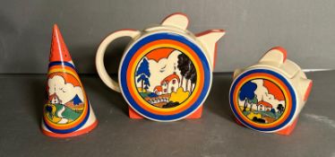 A small selection of Chelsea Works Burstein Moorland pattern ceramics to include teapot, sugar