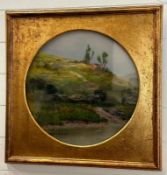 FREDERICK JOHN BARTRAM HILES (1872-1927) oil painting of a country scene with sheep being herded (
