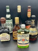 A selection of liqueur to include vintage bottle of Ricard