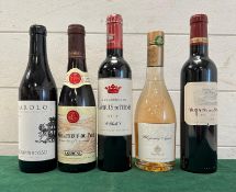 A selection of five 37.5cl bottles of wine to include La Couronne De Marquis De Terme Margaux