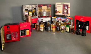 A selection of miniatures to include Jack Daniels, Taylor Port and Cockburns
