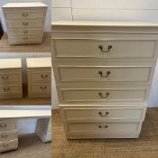 A bedroom suite set comprising of one four drawers (H93cm W76cm D44cm) two bedsides (H54cm W46cm