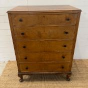 An inlaid chest of drawers with five tapering drawers (H113cm W83cm D52cm)
