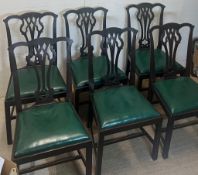 A Harlequin set of chairs, match chairs along with two carvers chairs