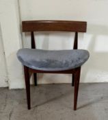 A teak Mid Century occasional chair with Demi Lune upholstered seat (SH40cm)