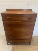 Ulitiliy oak six drawer chest of drawers (H130cm W93cm D42cm)