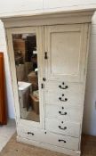 A painted vintage wardrobe (H196cm W110cm D54cm)