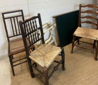 Three chairs, luggage holder and one games table