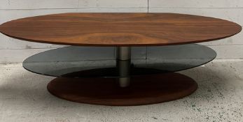An oval contemporary media unit or stand (h36CM w120CM d38CM)