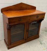 A chiffonier with glazed doors and galleried back (H117cm W112cm D46cm)