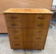 A Mid Century Wrighton five drawer chest of drawers (H88cm W82cm D47cm)