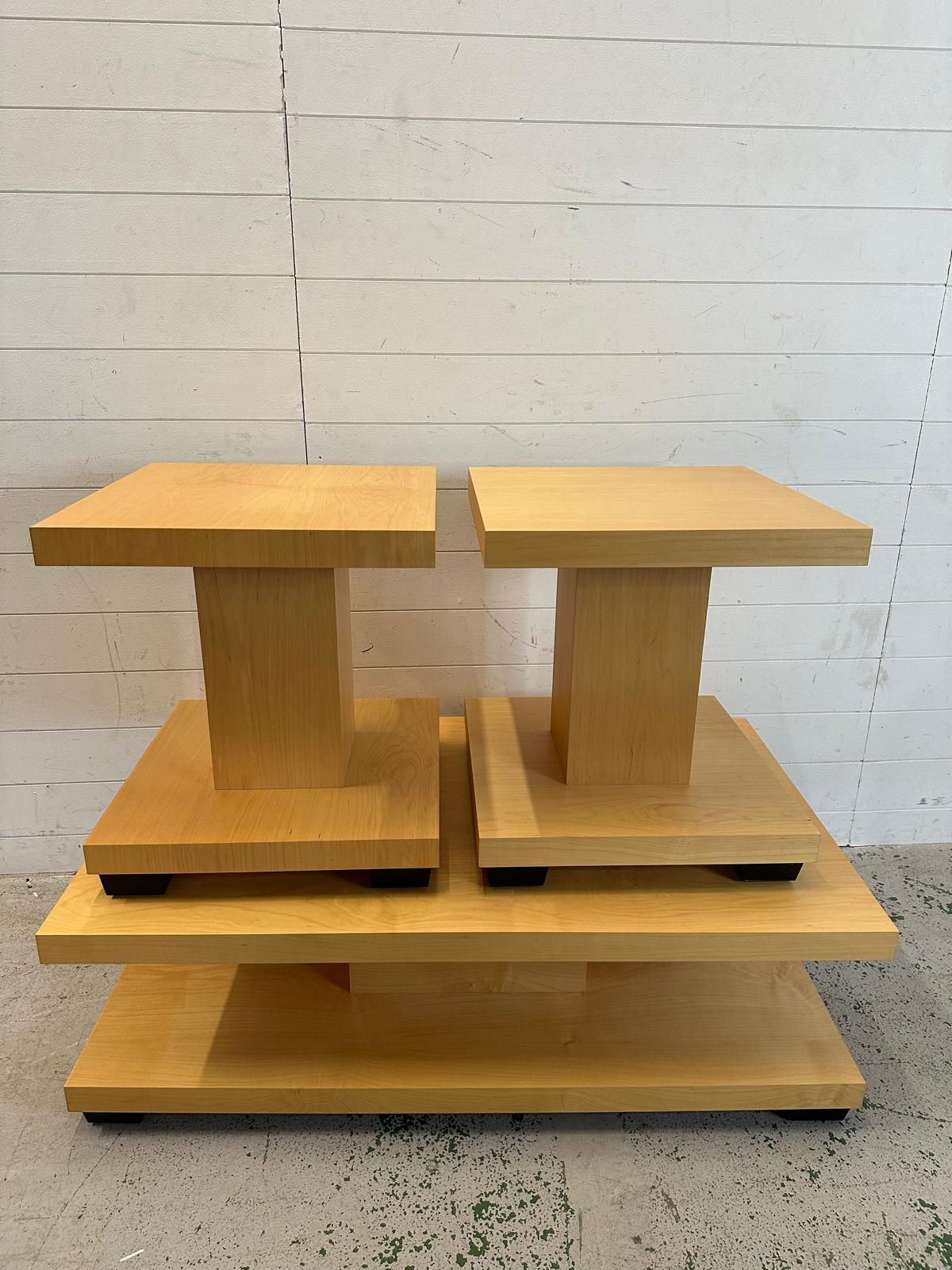 A light wood contemporary two tier coffee table and two matching side tables (Coffee table H38cm - Image 3 of 5